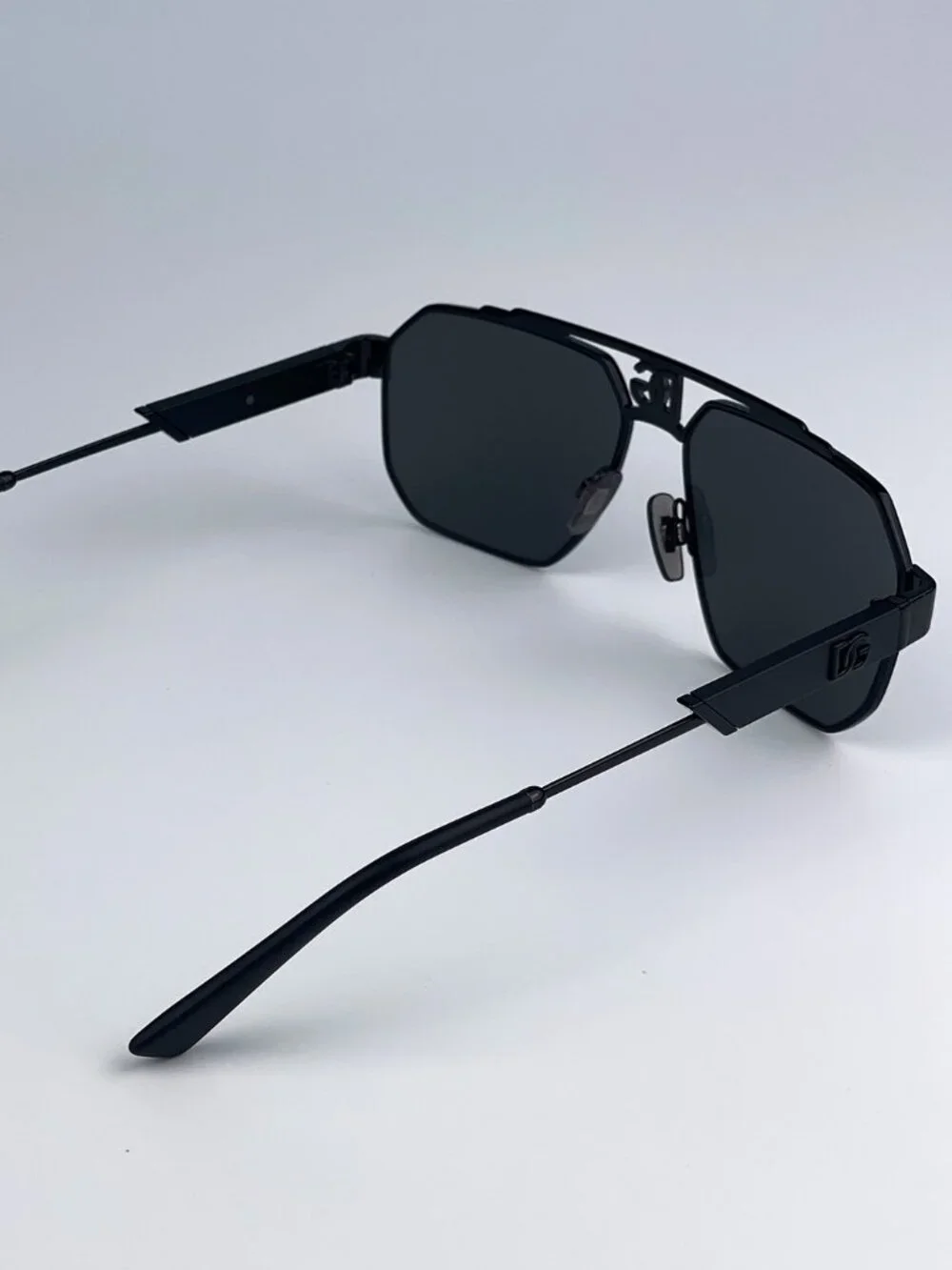 DOLCE & GABBANA DG2294 01/87 BLACK PILOT DARK GREY SUNGLASSES
